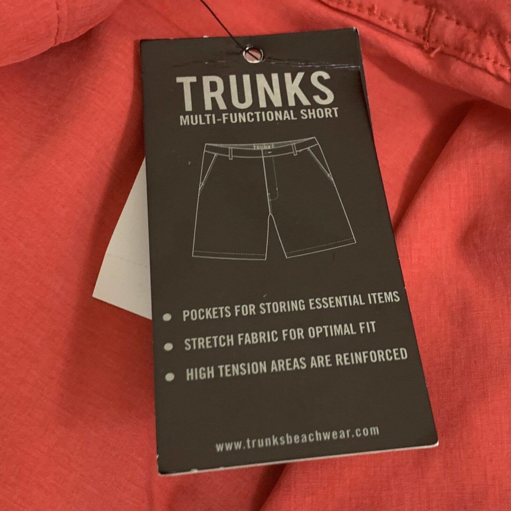 Trunks Shorts Men's Size 30 Coral Red Quick Dry Beach Pool Swim Resort Casual - Picture 5 of 13
